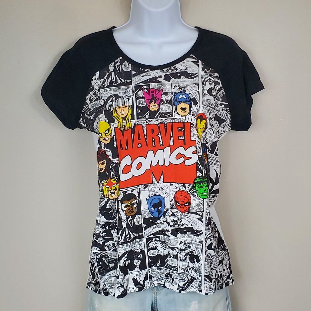 Recycled Karma Marvel Avengers Comics Ladies Cut T-shirt